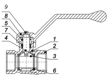 Материалы Кран шаровый газовый LD Pride (аналог 11б27п) Ду25 Ру40 муфтовый латунный никелированный 