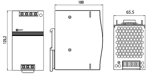 Блок питания EKF PROxima DR, мощность - 120 Вт, напряжение - 24 В, номинальный ток - 5 А, корпус - металл, IP20 dr-120w-24