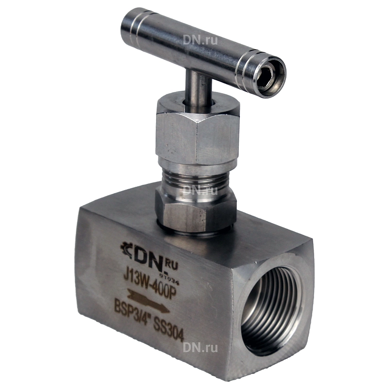 Клапан игольчатый VN3131M-T-Ht 3/4″ Ду20 Ру400 резьбовой, корпус - нержавеющая сталь 304, уплотнение - металл, с Т-образной рукояткой