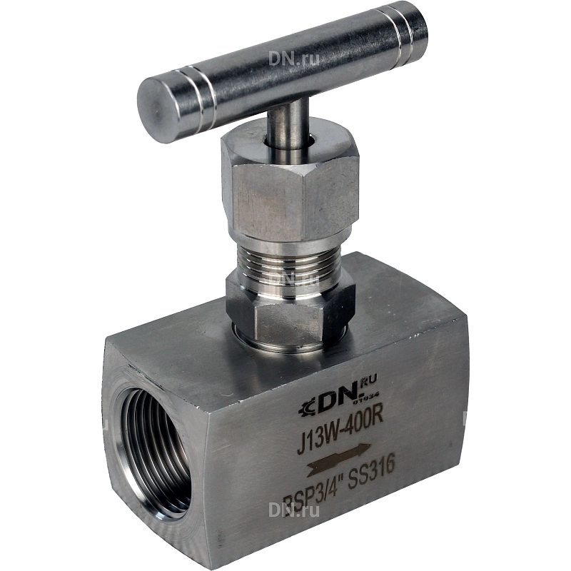 Клапан игольчатый VN3232M-T-Ht 1″ Ду25 Ру400 резьбовой, корпус - нержавеющая сталь 316, уплотнение - металл, с Т-образной рукояткой