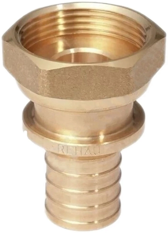 Переходник аксиальный РЕХАУ Rautitan RX+ Дн32хG 1 1/4″ Ру10 для труб из сшитого полиэтилена с накидной гайкой, корпус- бронза 14563423001